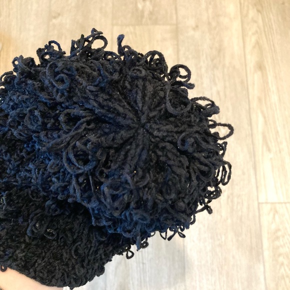 Charter Club Black Curly Yarn Beanie Hat - Picture 7 of 7